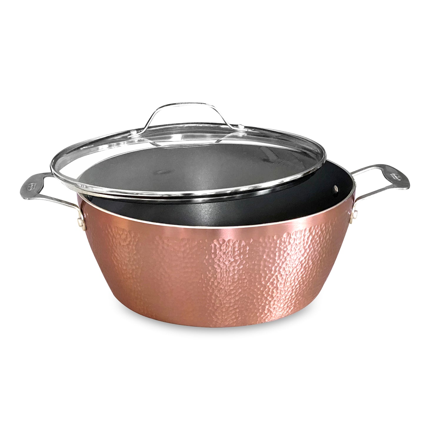 Hammered Rose Gold 7.5 Quart Pot with Glass Lid