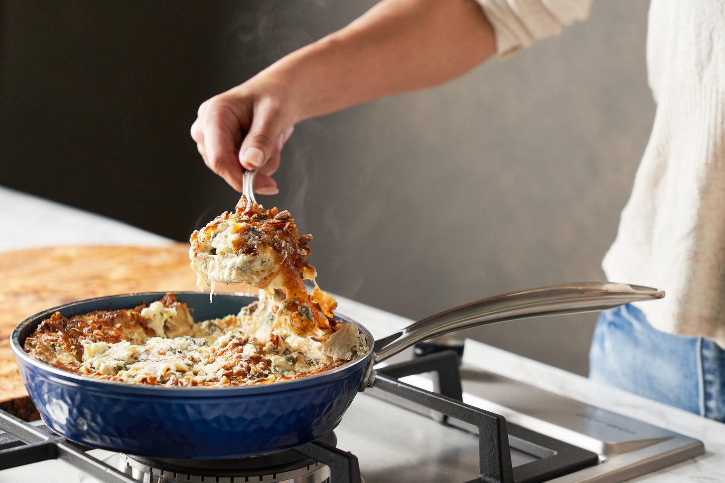 Hammered Sapphire Blue 10" Pan with Glass Lid