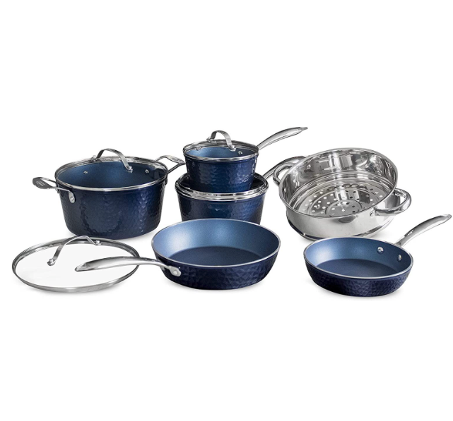 Hammered Sapphire Blue 10 Piece Set – OrGreenic Cookware