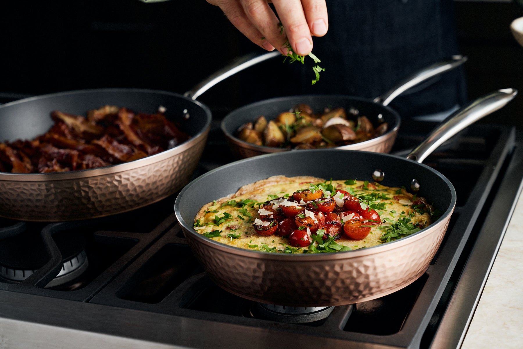 Hammered Rose Gold 22 Piece Cookware and Bakeware Set