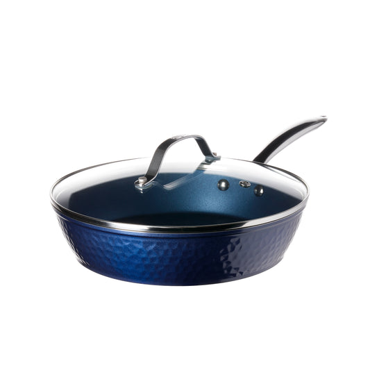 Hammered Sapphire Blue 10" Pan with Glass Lid
