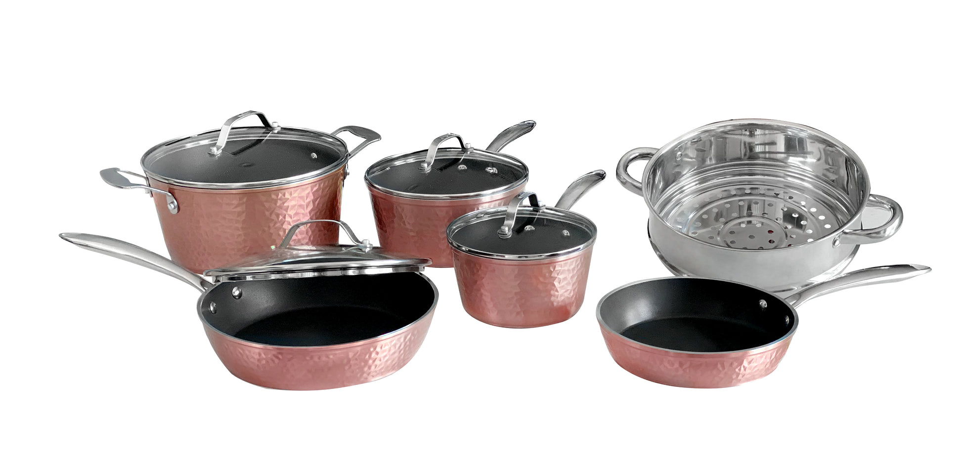 Hammered Rose Gold 10 Piece Set – OrGreenic Cookware