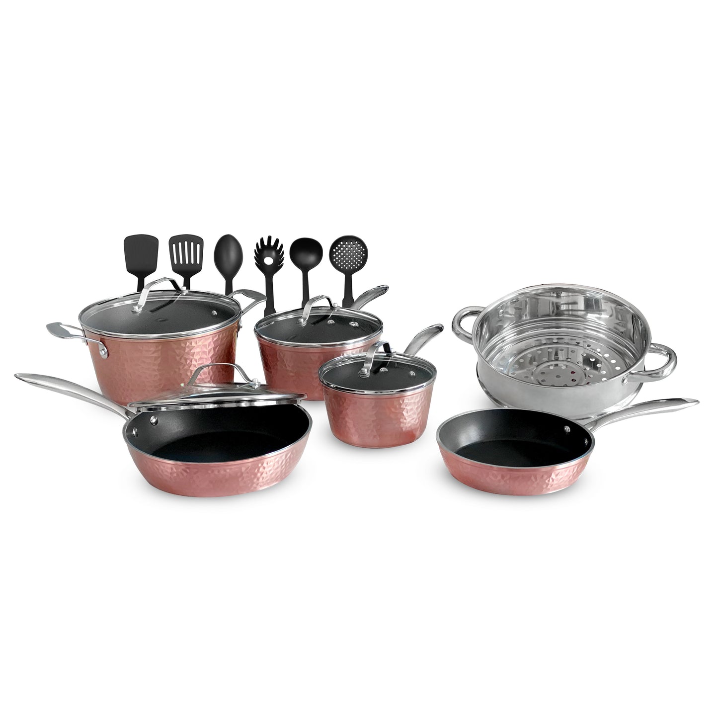 Hammered Rose Gold 16 Piece Set