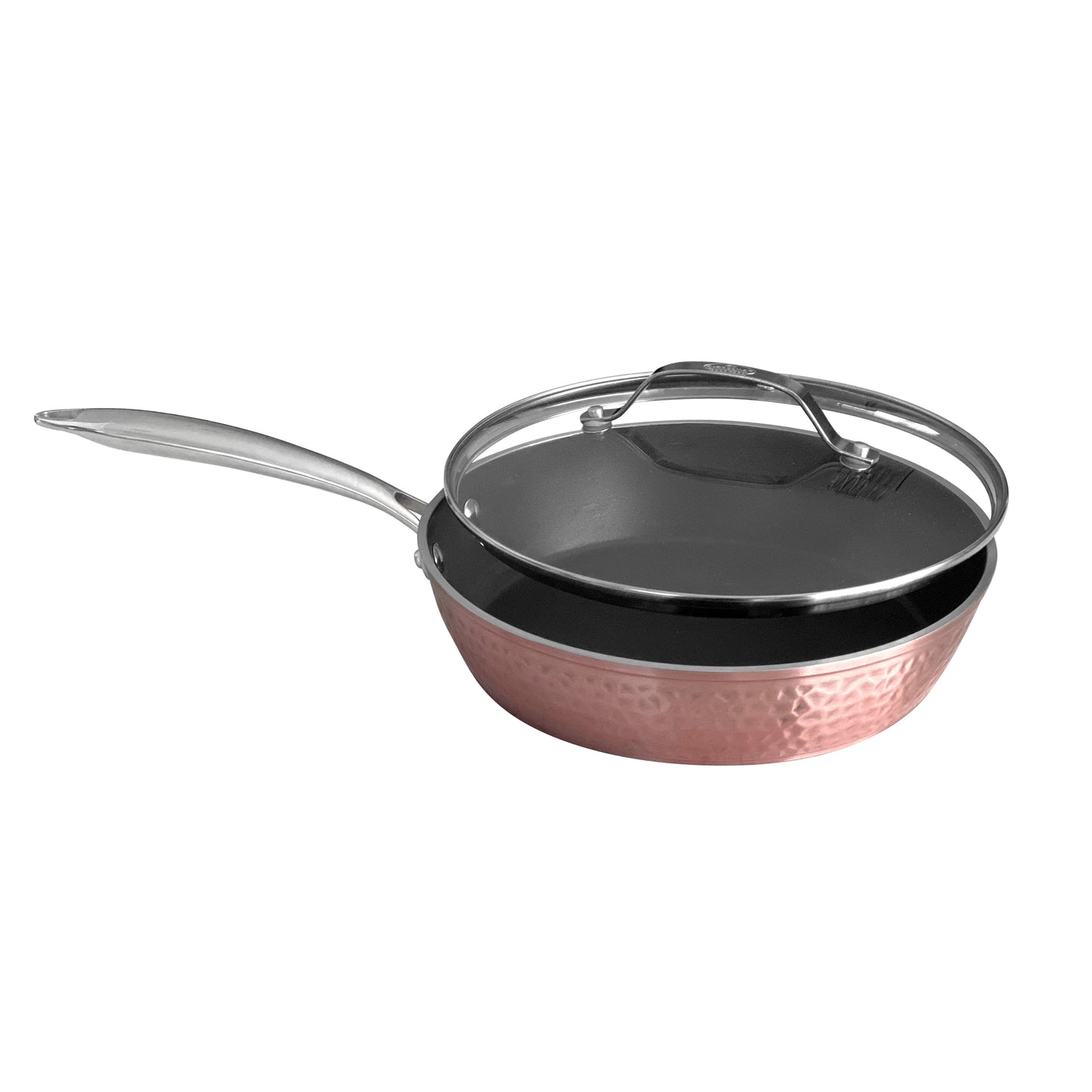Hammered Rose Gold 10" Pan with Glass Lid