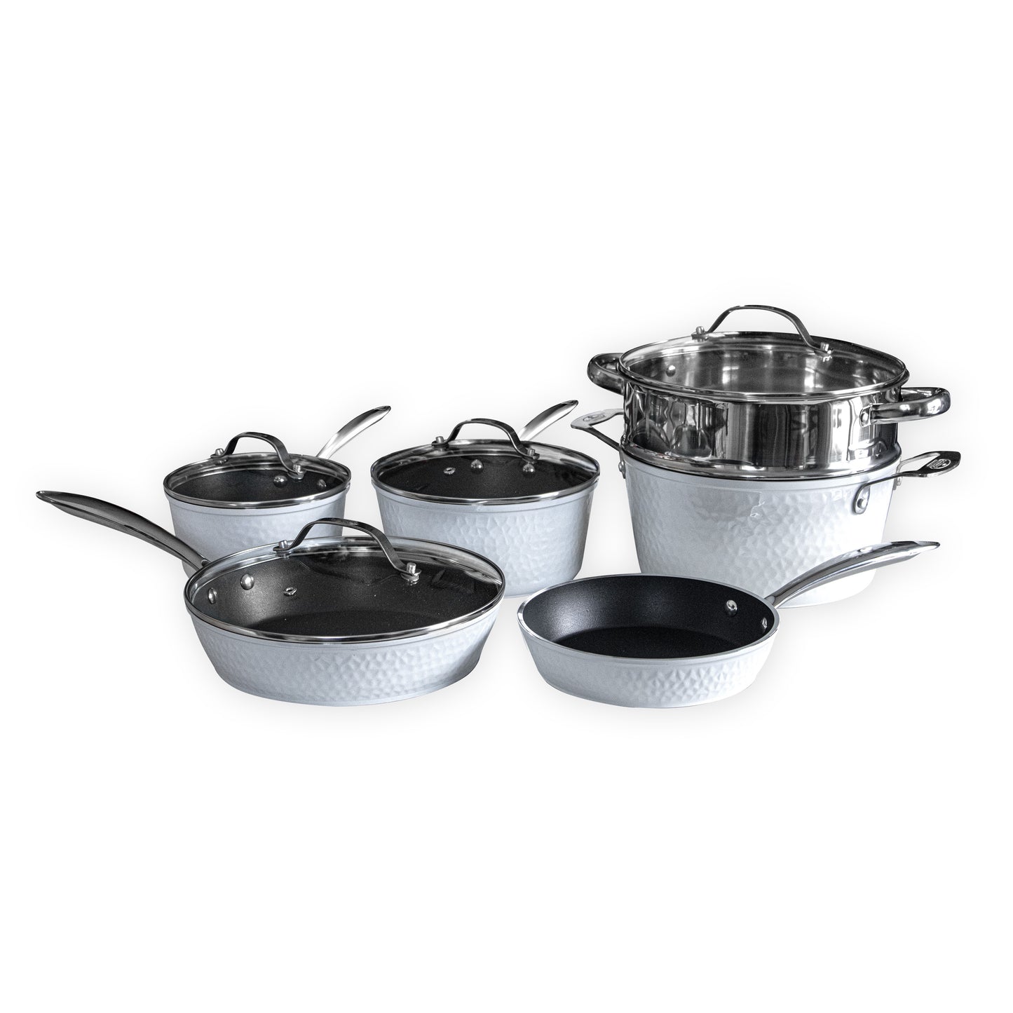 Granitestone Stainless Steel Hammered 10 Piece Nonstick Cookware